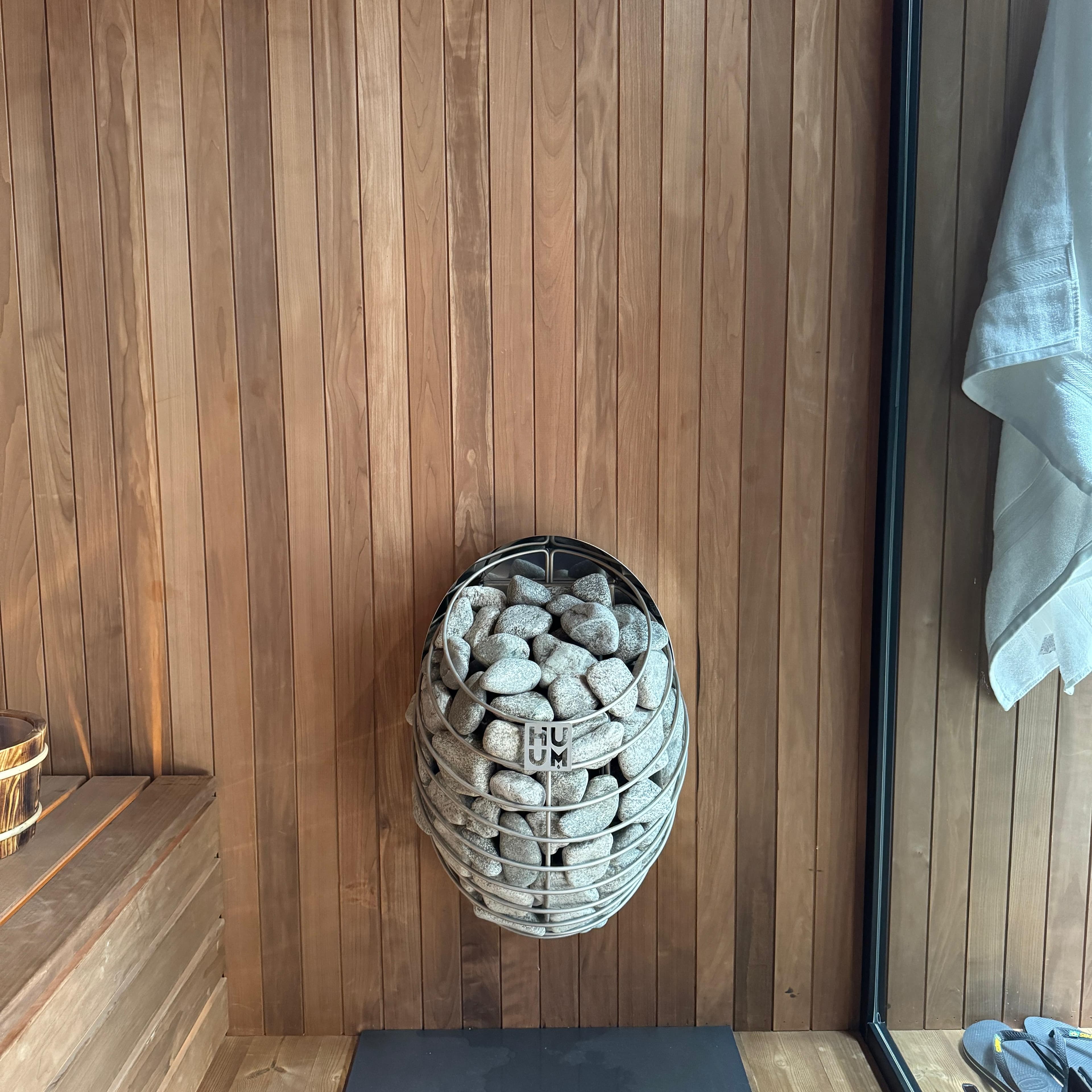 Two-person compact outdoor cube sauna pod