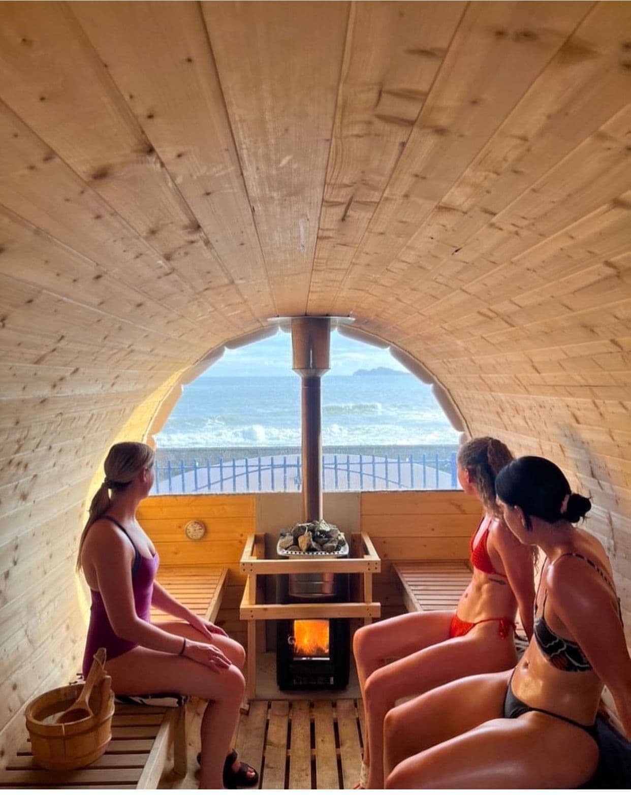 Premium outdoor sauna installation at a luxury wellness resort