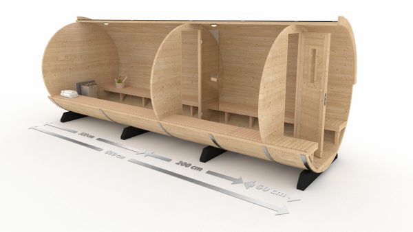 6m Barrel Sauna with 0.6m terrace and 2m changing room - Image 2